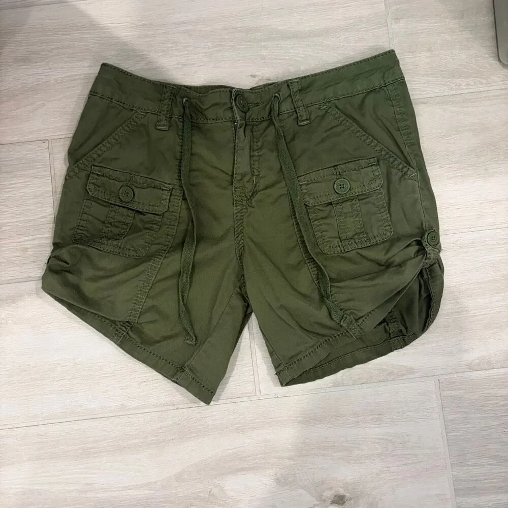 Justice Girls Olive Green Cargo Utility Shorts Size  10 ½